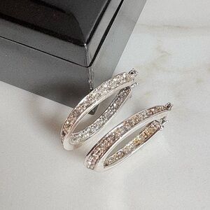 Vintage Avon Inside Out Rhinestone Silver Hoops Gift Pouch NIB – Read 151